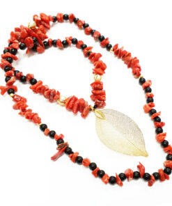 Coral and black agate