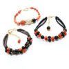 BRACELET CORAL AND BLACK AGATE