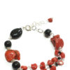 Bracelet coral,black agate and alluminium