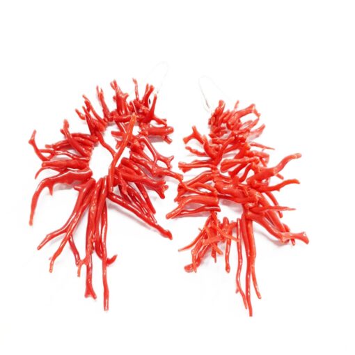 Coral fringe earrings