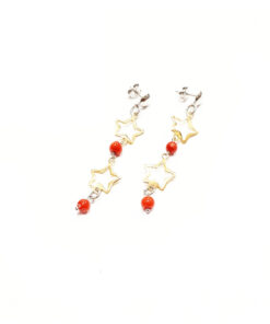 Coral elements alterated with silver or gold-plated stars