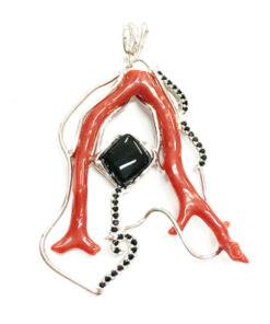 Pendant Silver-mounted coral