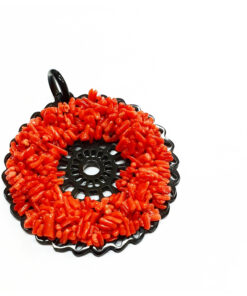 Black agate and coral pendant