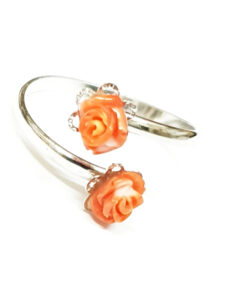 Coral ring mounted on silver