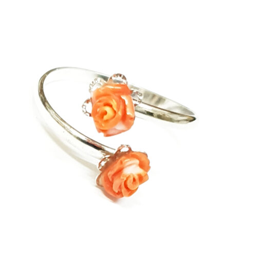 Coral ring mounted on silver