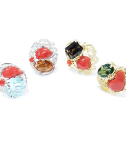 Coral Rings with semi-precious-stones