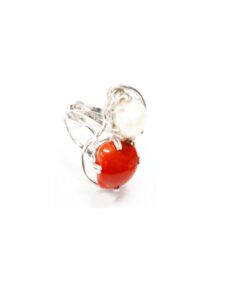 Red Coral and fresh pearls ring