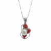 Silver-mounted red coral pendant