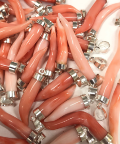 Pink coral horn pendant, corniciello rosa ,pink horn, pink horn pendant , pink coral amulet, charm lucky, good-luck amulet