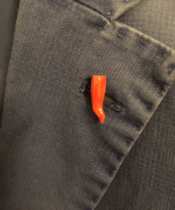 Coral Horn pin,Red coral Horn pin, horn pendant, red horn, italian jewel , hand made horn pendant , cornetto rosso, red coral lapel pin