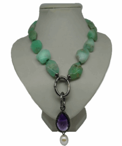 Necklace with chrysoprase and amethyst , chrysoprase stone, amethyst stone, unique piece, exclusive necklace, exclusive design, handmade necklaces