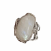Moonstone hand-mounted in rhodium-plated silver, ring with moon stones, zodiacal stone, zodiac sign, zodiac moonstones, italian jewelry,