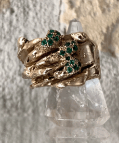 Handmade ring with emerald stones, luxury ring, emerald stones, bronze ring , italian jewelry, handmade ring with emerald , luxury jewels
