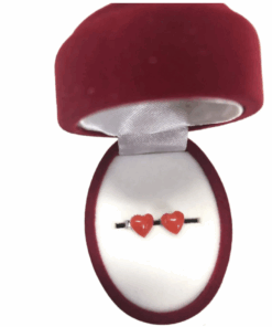 Red Coral heart earrings, heart jewelry, red coral heart , earrings with heart , italian jewelry, handmade jewelry