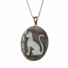 Egyptian cat, hand-engraved pendant cat, Cameo pendant ,italian cameo