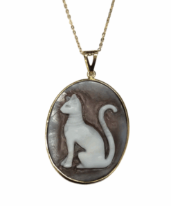 Egyptian cat, hand-engraved pendant cat, Cameo pendant ,italian cameo