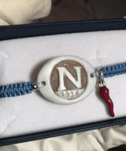 Braccialetto Forza Napoli, braccialetto regolabile , cammeo italiano , squadra di calcio Napoli, regalo per lui , bracciale con corniciello