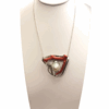 Necklace with red coral branch and baroque pearl mounted on silver 925