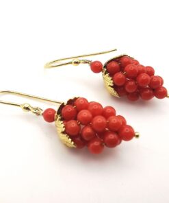 Grape dangling earrings, red coral earrings, dangling earrings, inspired nature jewels