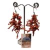 Dangling red coral fringes earrings mounted on silver 925