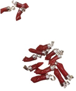 Figa Hand Charm pendant Necklace ,Mediterranean Amulet,Red Coral Pendant ,Necklace Hand Good Luck Charm, Red coral jewel,Figa Red coral