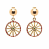 Danging sicilian earrings art wheel mounted on silver 925 and with gold bath, sicilian design