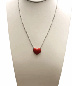 Heart Pendant,  paste coral , red coral paste necklace , heart necklace, italian style, coral jewels, necklace with heart, heart pendant