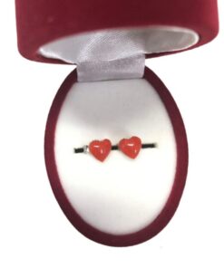 Heart Red coral earrings mounted on silver 925