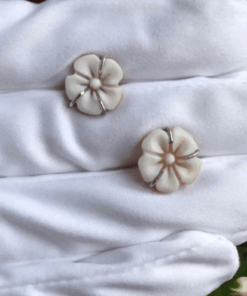 Flowers earrings with cameos mounted on silver 925,lobo earrings, flowers earrings