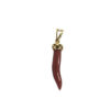 Red coral horn pendant with silver 925 perforated hood, lucky horn, coral horn,