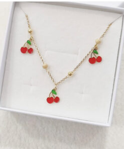 Silver 925 necklace with cherry , cherry jewels