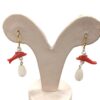 Danglings Earrings with pearls and Red coral dolphin