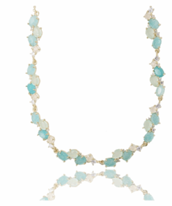 NECKLACE WITH HYDROTHERMAL STONES AND ZIRCONS IN GOLD-PLATED SILVER TIT 925 CM 40-43