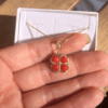 Four-leaf clover pendant, flower Pendant, necklace with four-leaf,luck charm, red coral pendant, necklace with flower