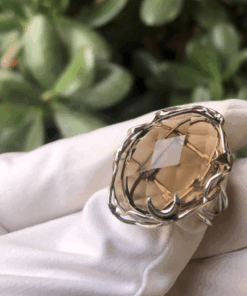 Sky ring Adjustable 925 Sterling Silver Ring with Hydrothermal Stone ,Handmade in Italy ,Minimal Moon and Star Design