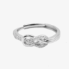 Adjustable Infinity Knot Ring in 925 Sterling Silver with White Zircon Pavé – White Gold Plated