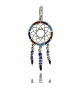 Sterling Silver 925 Enamel Dreamcatcher Pendant – Handmade Boho Jewelry