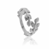 Adjustable Laurel Leaf Wrap Ring – 925 Sterling Silver or Gold-Plated – Oxidized Finish – Open Design