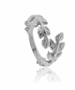 Adjustable Laurel Leaf Wrap Ring – 925 Sterling Silver or Gold-Plated – Oxidized Finish – Open Design