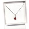 Sterling Silver Necklace with Red Coral Sphere e Zirconia