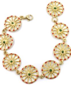Sicilian bracelet, Gold-Plated Sicilian Cart Wheel Bracelet , 925 Sterling Silver , Hand-Finished Sicily, inspired Jewelry