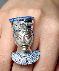 Handmade Bronze Ring with Rubies, Sapphires, Topaz, Amethysts, Tsavorites e Garnets – Inspired by Queen Nefertiti – Made in Italy