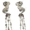 Sculptural Sterling Silver Mermaid Earrings with Pearls & Crystals , Handmade in Italy