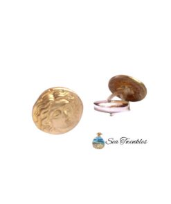 Handcrafted Bronze Cufflinks with Sterling Silver Post , “Helios Coin of Rhodes” Design