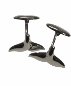 Sterling Silver 925 Whale Tail Cufflinks – Elegant Nautical Statement for Men