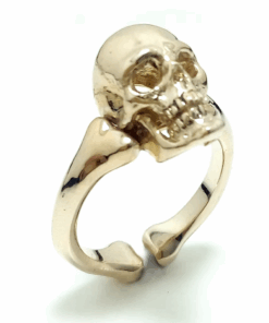 Handcrafted Bronze Skull Ring ,Adjustable Artisan Sculpture Made in Italy