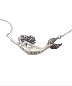 Sterling Silver Mermaid Necklace – Oxidized Finish | 45 cm Chain | Handmade Mystical Jewelry
