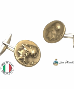 Handcrafted Bronze and Sterling Silver Cufflinks , “Minerva” Design, italian cufflinks