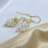 Elegant handmade grape earrings crafted in Italy from 18K gold plated sterling silver and adorned with luminous white pearls, each piece is unique, reflecting the beauty of true Italian craftsmanship