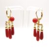 Red coral earrings mounted on silver 925 with gold bath
